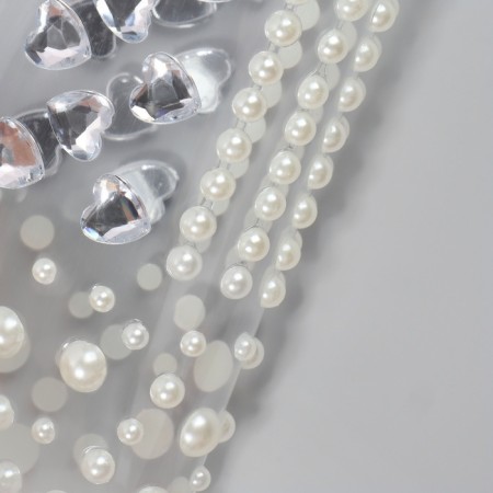 Rhinestones and pearls self -adhesive curly “Assorted”, 125 pcs on the sheet, silver color-1