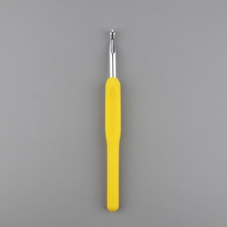 Knitting hook, with a plastic handle, d = 5.5 mm, 14 cm, yellow color-1