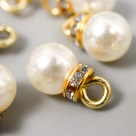 Decor for creativity plastic "Pearls with a loop-ring" set of 15 pcs 1.2x0.8x0.8 cm
