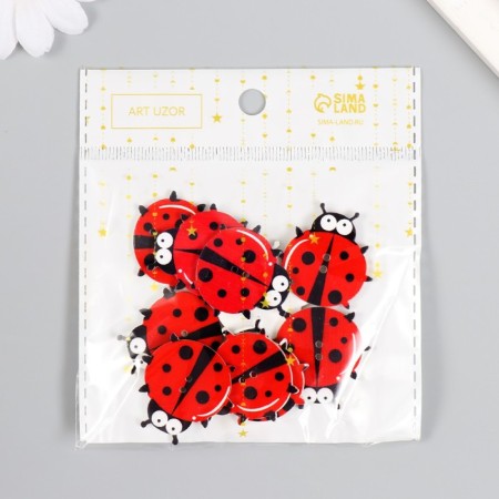 Buttons wood for creativity 2 punctures "ladybugs" set 10 pcs 2.7x3 cm-4