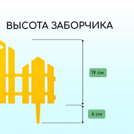 Decorative fence, 25 × 170 cm, 5 sections, plastic, yellow, "wonderful garden"-2