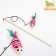 Tearing with mouse (7 cm) on a wooden stick, 40 cm, pink/white