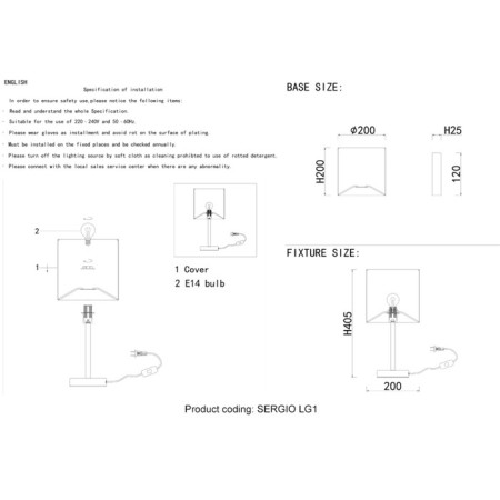 Crystal Lux, Sergio 2901/501, E14, 1x60 W, 40.5x20x20 cm, golden color.-4