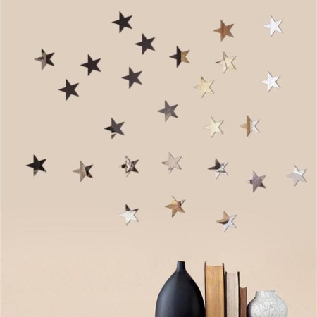 Interior stickers "stars", mirror, decor on the wall, set 50 pcs, pcs 5 x 5 cm