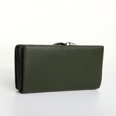 Women's wallet on magnet, green color-1