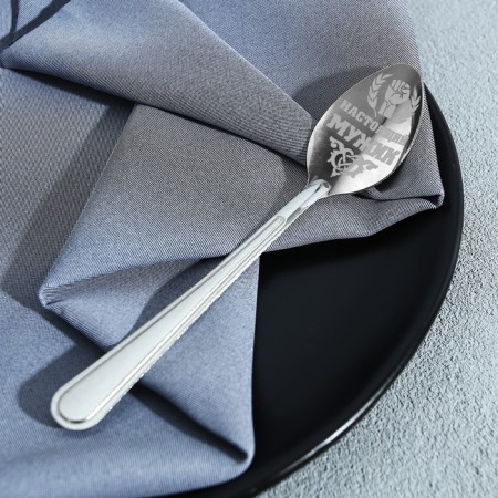 A teaspoon spoon with an engraving “real man”, on a gift card, 3 x 14 cm.-6