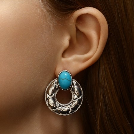 Earrings "turquoise world" sphere, blue color in silver-3