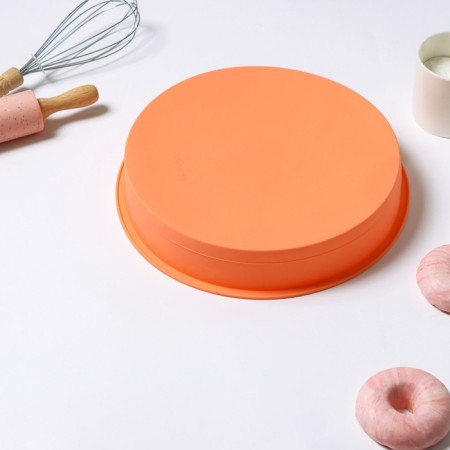 Baking uniform “Circle”, silicone, 28 × 5.5 cm, internal d = 25.5 cm, color orange color-4
