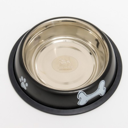 A bowl with a non -slip base with a print, 445 ml, black-2