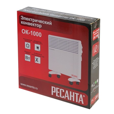 Resanta heater OK-100, convector, 1000 watts, 10 m², wheels, white-4