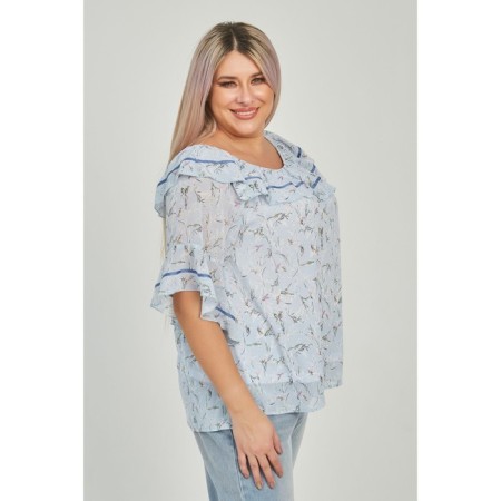 Female blouse, size 54, blue color-3