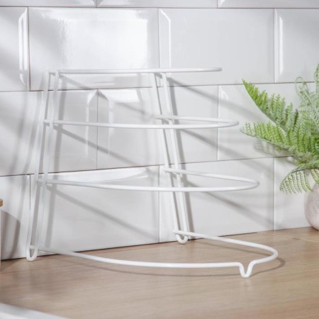 Storage for storage of pans table, 3 compartments, 23 × 24 × 27 cm, white color