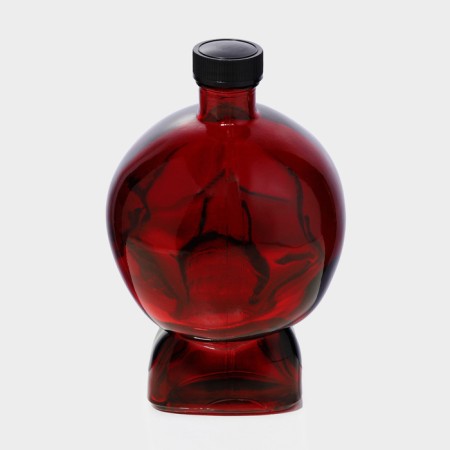 Glass bottle "Skull", 0.77 l, red color-3