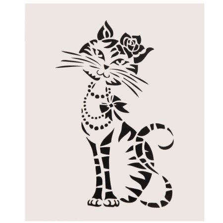 Tattoo on the body "cat with rose" 5.6x12 cm