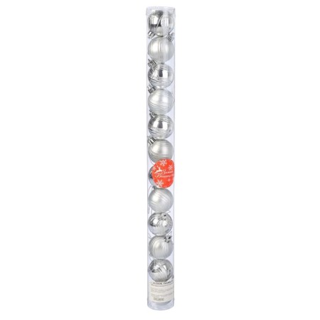 Set of balls plastic D-4 cm, 12 pcs "wave" silver-1
