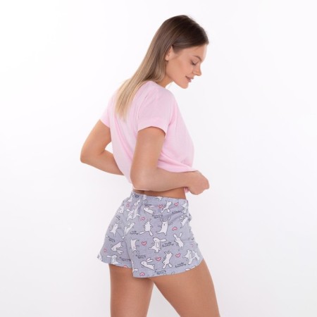 Home female "Bunniks" (T -shirt/shorts), pink/gray color, size 48-5