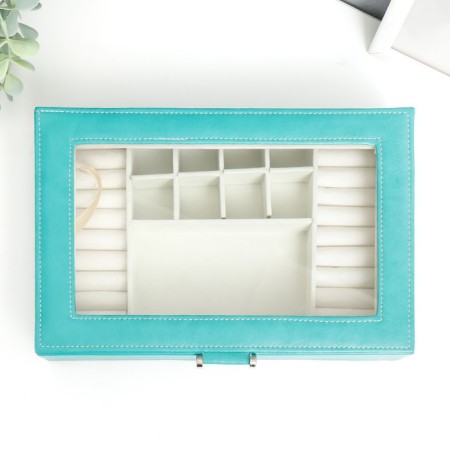 Casket leatherette for jewelry "Hamptons" Blue 5.5x27x18 cm-2