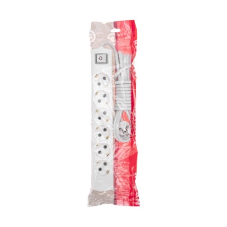Extension cord Premium 6 nests, 5m, 3x1.5mm², s/s, with a switch, white rexant-6
