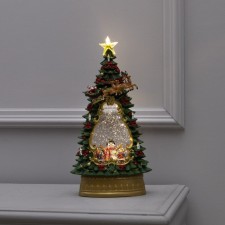 LED figure “Christmas tree with children and snowman” 19 × 35 × 11 cm, plastic, AAX3 batteries (not complete), USB, glow warm white