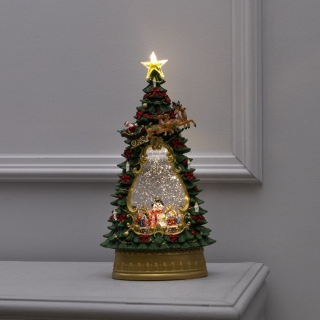 LED figure “Christmas tree with children and snowman” 19 × 35 × 11 cm, plastic, AAX3 batteries (not complete), USB, glow warm white