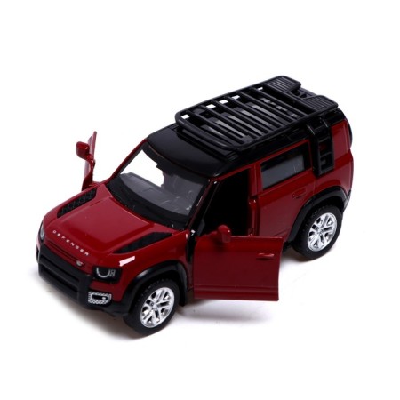Metal machine Land Rover Defender 110, 1:43, inertia, doors open, red color-2