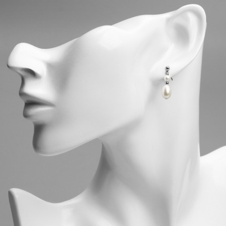 Earrings metal xuping beads, silver color-2
