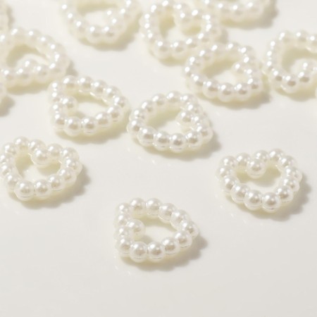 Plastic bead "Heart", 12 × 12 mm, set 50 pcs., White color-1