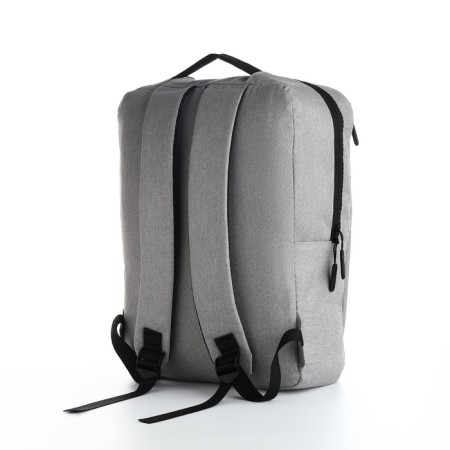 Men's backpack on a zipper, 4 outer pockets, with USB, gray color-2