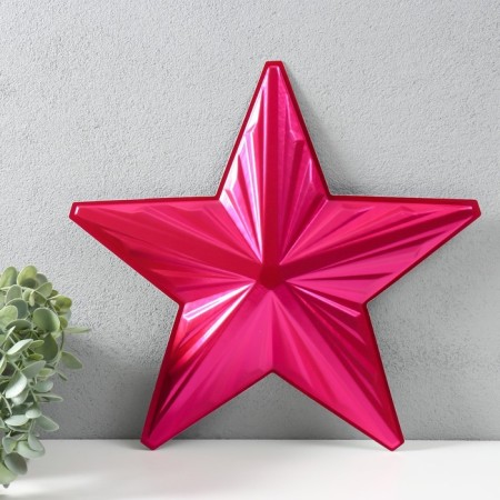 Figure "Star with faces" Small red metallic, half, 33.3x31.5 cm-1
