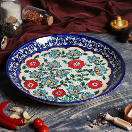 Largan Rishtan ceramics "Flowers", 37 cm, blue-6