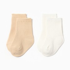 Set of socks of crumb I am Basic Line, 2 pairs, 6-12 months, milk/beige