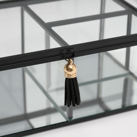 Casket Glass with a metal frame "Easiness with a brush" Transparent 13x18x6.8 cm-3