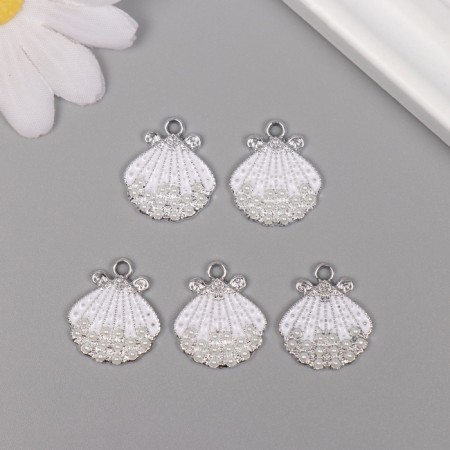 Decor for creativity metal, rhinestones "shell" silver 2.1x1.8x0.3 cm-2