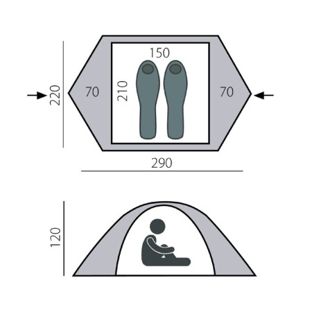 Btrace Solid 2+ tent, two-layer, 2-seater, green color-2