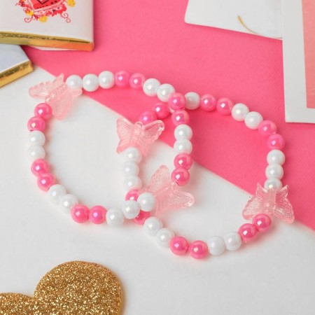 Bracelet Children's "chosen" butterflies, white-pink color