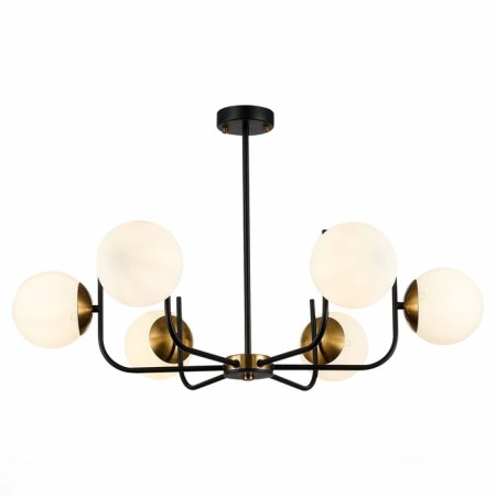 Ceiling EVOLUCE lamp. Sle1098-402-06. CIANE. 6x60 watts, E27, 68.5x68.5x46 cm, black color, brass