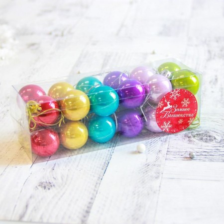 Set of balls plastic D-3 cm, 24 pcs "gloss" rainbow mix-1