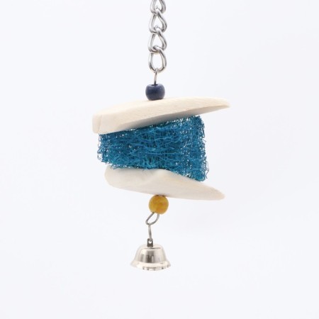 A toy with a karakatitsa carapace, lufoi and bell, 15 x 5 cm, blue