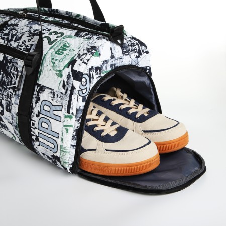Sports bag with lightning, 2 pockets, long belt, white/green color-2