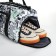 Sports bag with lightning, 2 pockets, long belt, white/green color