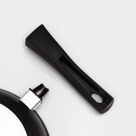 The “Tradition” pan, D = 24 cm, glass cover, removable handle, anti -stick coating, black color-5