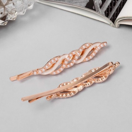 Invisibility for Hair "Calley" (set 2 pcs) tenderness, 6 cm, pink gold-1