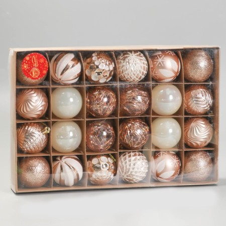Set of balls plastic D-6 cm, 24 pcs "Melody" Assorted Lux, white-golden-1