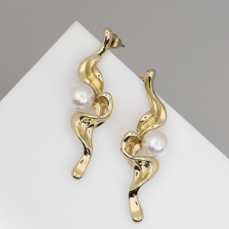 Earrings with pearls "bead" vessel, color gold