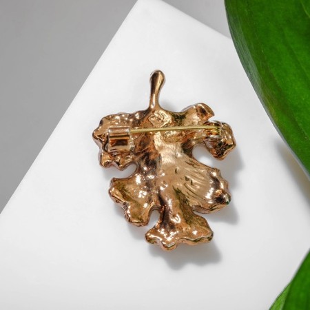 Brooch "Liszt" autumn, pink color in black gold-1