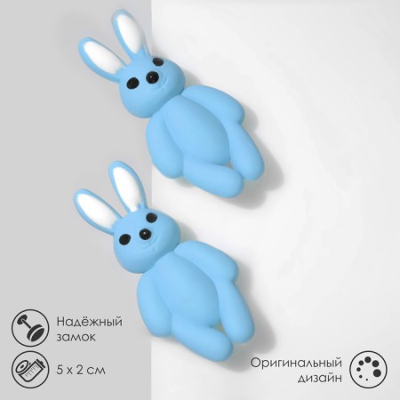 Earrings plastic "hares", blue color