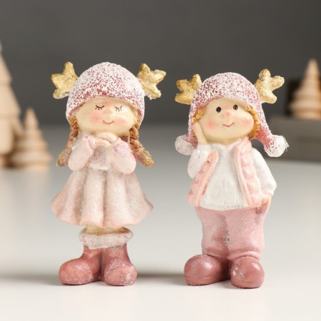 Souvenir Polystone "Baby/Baby in pink, with horns on a hat, stands" MIX 3x4.5x9 cm