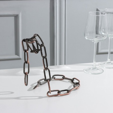 Stand for the bottle of the share "chain", 18.5 × 13 × 19 cm, brown color-1