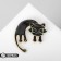 Brooch "Cat" arc, black-green color in gold
