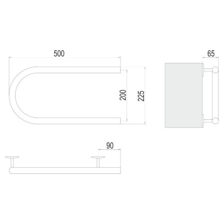 Terminus heated towel rail P-shaped, 500x200 mm, chrome-2